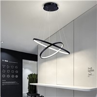 Modern Led Chandelier Ring Lustre Lighting With Remote Control Aluminum Lamps For Dinning Room Bedroom Restaurant Avize Fixtures