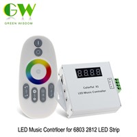 Colorful LED Music Controller DC12-24V Led Display Aluminum Music Controller With Touch Remote For 6803 2812 Strip Light
