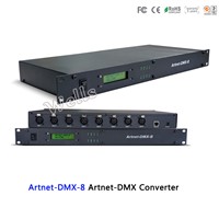 Artnet-DMX-8;convert the Artnet network data package into DMX512 data;512channel*8 ports output ArtNet into DMX converter