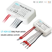 LTECH led Switch LT-424-U2;PC Plastic Shell led DALI Double Address Push Switch Powered by DALI Bus Small Size Max 8mA