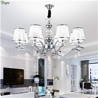 Modern Chrome Metal Led Pendant Chandeliers Light Lustre Crystal Living Room Led Chandelier Bedroom Led Hanging Lights Fixtures