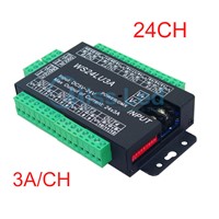 24CH Easy dmx512 decoder,LED dimmer Controller,DC5V-24V,24CH DMX decoder,each channel Max 3A,8 groups RGB controller,Iron shell