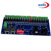 24CH dmx512 decoder Controller, LED DMX RGB controller Common Anode,RJ45,5Ax3RGB CH