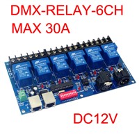 best price 1pcs 6CH Relay switch dmx512 Controller RJ45 XLR 6 way channel relay switch(max 30A) DMX512 decoder for led bulb lamp