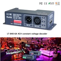DC5V-24V LT-840-6A; DMX/RDM 4CH CV constant voltage decoder For RGB RGBW led lamp light,6A*4CH 4 channel output