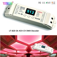 LED constant voltage DMX-PWM Decoder Dimmer LT-820-5A 8/16 bits optional,OLED Display 4channel;5A*4channel MAX 20A output