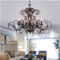 American country iron art candle crystal chandelier lamps industrial ball crystal chandelier Hotel Chandeliers lighting lamp