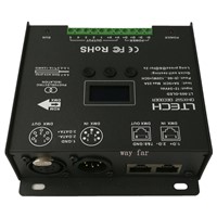 New Led DMX  Decoder Controller;DC12-24V input;5A*5CH output RGB/RGBW Led Controller XLR-3/RJ45 8 / 16 bit 256 /65536 Grey level