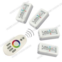 1pcs Remote+4x RGB Controller, 2.4G 4-Zone Wireless RF RGB Controller Dimmer Touch Remote for RGB LED Strip,5pcs/lot