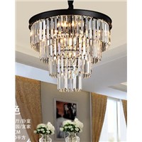 Vintage Glass Crystal Chandelier Light Fixture Black Cottage American Suspension Lamp Hanging Light For Dining Room WPL245