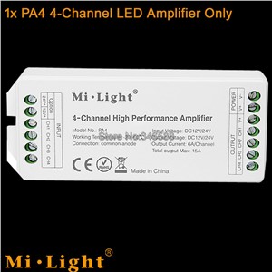 New Mi.Light PA4 DC12V 24V Max. 15A 4-Channle 6A/CH High Performace RGB RGBW LED Amplifier Controller for RGB RGBW LED Strips