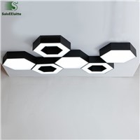 Modern Geometric Hexagon Led luminaria Chandelier Matte Black White Metal Ceiling Chandelier Diy Style Indoor Lighting