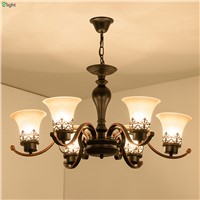 American Retro Metal E27 Led Pendant Chandelier Lighting Lustre Glass Dining Room Led Chandeliers Lamp Bedroom Led Hanging Light