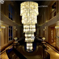 The new long-term double staircase modern crystal chandelier  lighting luxury villa living room stairs crystal lamp