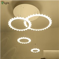 Nordic Simple Gear Rings Led Dimmable Chandeliers Lustre Acrylic Dining Room Led Pendant Chandelier Lighting Led Hanging Lights