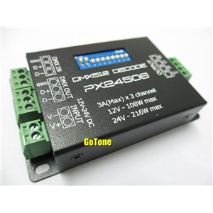 12V~24V PX24506 DMX Decoder Driver 3X3A DMX 512 RGB LED Controller