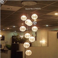 Stair E14 Round Ball Chandelier 10 Lights  Upscale atmosphere Glass Pendant Lamps modern home lighting fixtures Dia400xH2000mm