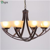 American Retro Rural Iron Led Chandeliers Lustre Glass Dining Room Led Pendant Chandelier Lighting Bedroom Led Hanging Lights