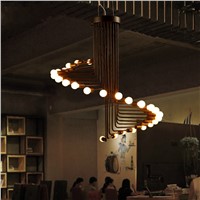 FUMAT Loft Retro Chandelier Modern Art Deco Minimalist Living Room Dinning Room Cafe Bar 26 Lights Spiral Stair Chandelier