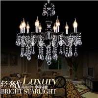 modern luxury Bar cafe shop crystal chandelier Black 15/12/10/8/6 LED candle lamp living room lamp fashion lighting fixture