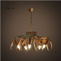 Antler Chandelier Lighting for living room bedroom American Retro Resin Deer Lamps Home Decoration Light Lustre de cristal