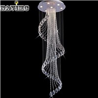 Modern Luxury Large Luxury Crystal Chandelier  Long Stair Spiral Light Fixtures for Hotel Living Room Villa