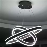 Acrylic Modern Led Chandelier Lighting Simple White Black Iron For Home Living Room Ceiling Lustre Ring Chandeliers 110V 220V