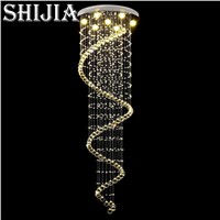Spiral Crystal Light Fixture Long Crystal Chandelier Light Lustre De Cristal for Staircase, Stairs, Foyer Crystal Stair Lamp