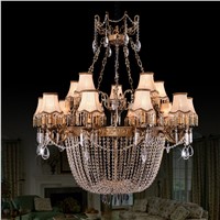 Luxury double floor living room large chandeliers European style all copper crystal chandeliers French modern engineering lamps