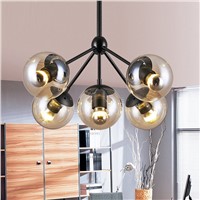 Vintage chandelier lighting Industrial led globe glass ball chandelier ceiling umber black iron chinese antique chandeliers C10