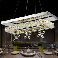 Modern  luster LED Crystal chandeliers rectangle stainless steel pendant lamp k9 Crystal for restaurant living room lamparas