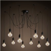 HGhomeart Nordic Chandelier Retro E27 Edison Bulb Light Multiple Ajustable DIY Ceiling Spider Lamp Industrial Dining Pendant