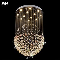 Modern Staircase LED Crystal Chandeliers Lighting Fixture for Hotel Lobby Foyer Ball Shape Rain Drop Pendants Lamp G10 bulb 220V