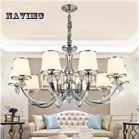 Modern White LED k9 Crystal Chandelier Lighting for Living Room Bedroom Dining Room Glass Lampshade Ceiling Lamp