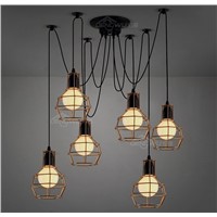Edison Retro Spider Chandelier Lighting Ceiling Pendant Lamp 6 Arm with Golden Case E27 Base Living lamps