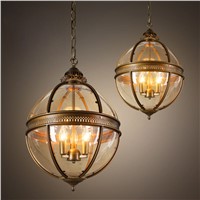 Ecolight Vintage Globe Chandeliers 3 Lights E12 E14 Transparent Glass Metal Painting Loft Chandeliers for Living Dinning Room