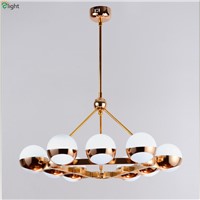 Modern Simple Glass Ball Led Pendant Chandeliers Lights Fixtures Lustre Gold Metal Dining Room Led Chandelier Lighting Luminaria