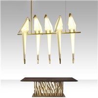Modern Acrylic Large chandeliers for dining room Acrylic bird LED Fashion chandelier golden lights