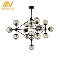 ASCELINA LED chandelier lighting Nordic black Chandelier ceiling modern hanging lamp glass lampshade home lighting E27 85-260V