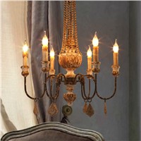 Vintage Chandelier Loft Nordic Wood Chandelier Industrial Style Lighting Six Heads Bedroom Dining Room Lighting Decor