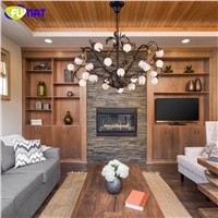 FUAMT LED Glass Chandeliers Artistic European Pastoral Vintage Lightings Retro Metal Lamps For Living Room Lobby LED Chandeliers
