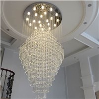 Mordern LED Crystal Chandelier Lighting Large Stair Ceiling Hanging Lamp Lustre Living Room Villa Lobby Light Fixture Luminaire