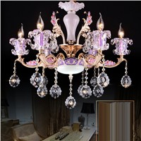 led e14 European Jade Zinc Alloy Pink Candle Crystal Chandelier LED Light LED Lamp For  Bedroom Dinning Room Lounge Area Hotel