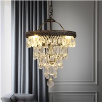 Luxury Vintage Loft Water Drop K9 Crystal Ceiling Light Pendant Lamp Chandelier