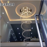 D80CM Modern led Spiral Lustre Crystal Chandelier Light Fixtures Long Stair Light for Staircase Hotel Foyer Living Room