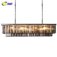 FUMAT American Rectangle Crystal Chandeliers Loft European Luxury Living Room Lightings Modern Brief LED K9 Crystal Chandelier