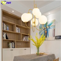 FUMAT Bubble Glass Chandeliers Modern Gold Iron Suspension Light for Dinning Room Living Room White Glass Shade Hanging Lamps
