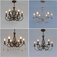 HGhomeart Nordic Hanging Lighting Fixtures Antique Iron Chandelier Led E14 Crystal Retro Dining Room Chandeliers Luminarias Lamp