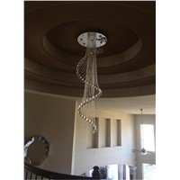 Modern Contemporary Spiral Rain Drop Crystal Chandelier Light Suspension Lighting Fixture for Living Dining Room Staircase