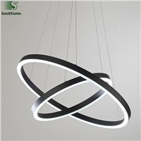 Modern Minimalism Black Aluminium Acrylic Ring Led Chandelier Remote Control Dimmable luminaria Led Pendant Chandelier For Foyer